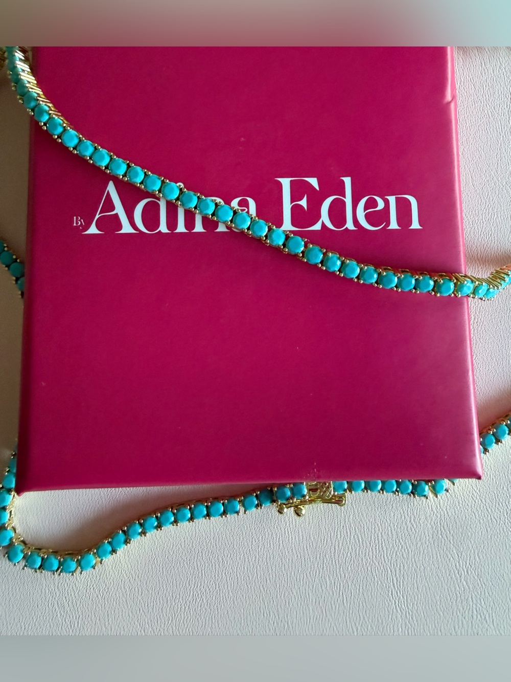 Adina Eden Turquoise and Gold Tennis Necklace